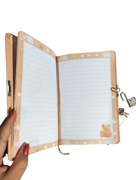 Capybara Hatıra Defteri (Günlük) Kilitli Defter 80 yaprak - Sweet Kapibara - Resim 3