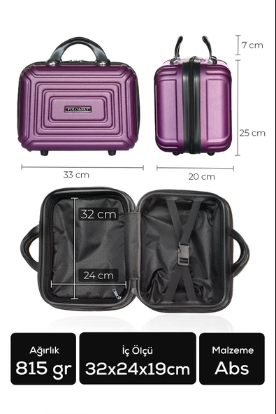 Polo&Sky Altuğ Model Mor Renk Abs Makyaj Çantası El Valizi - Resim 4