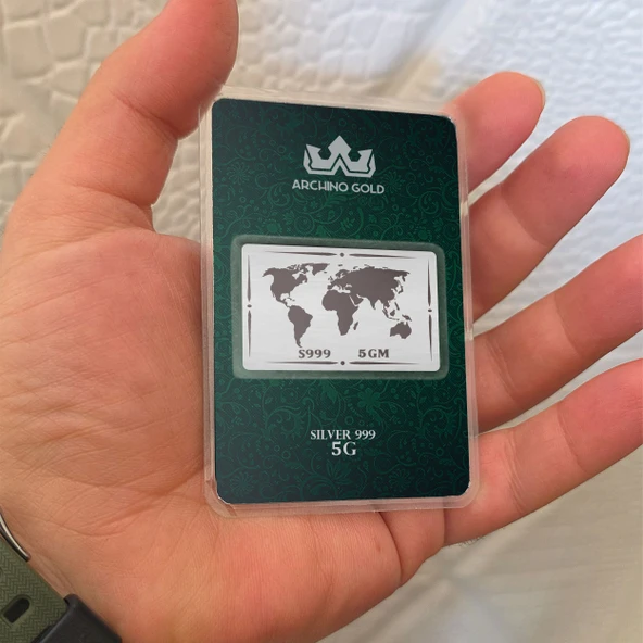 Dünya Temalı 999 Ayar Gümüş ile Tasarlanmış Hediyeye Özel 5 Gram Gümüş Külçesi-773 - Resim 3