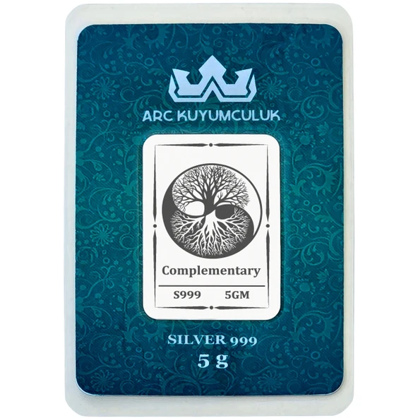 Yin Yang ve Ağaç Temalı 999 Ayar Gümüş ile Tasarlanmış Hediyeye Özel 5 Gram Gümüş Külçesi-780 ürün görseli