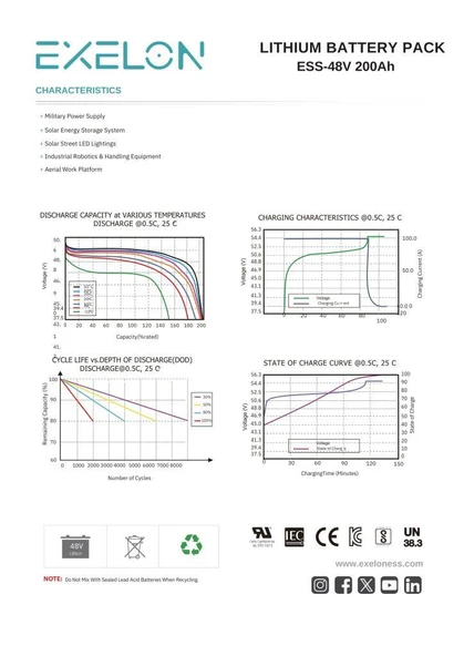 Exelon 48 V 200 Ah Lityum Akü Duvar Tipi - Resim 3