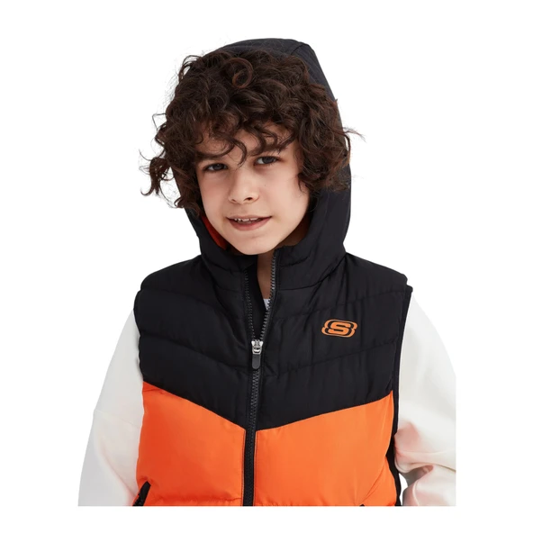 B Outerwear Padded Vest Büyük Erkek Çocuk Turuncu Yelek Sk232024-700 - Resim 7