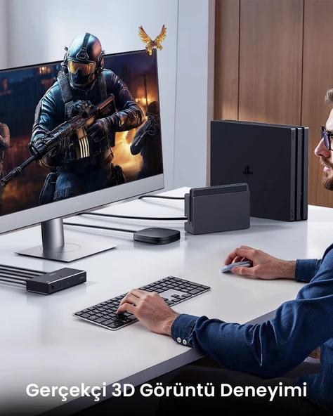 UGREEN 3-in-1 4K@60Hz HDMI Uzaktan Kumandalı Switch, 55857 - Resim 4