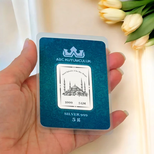 999 Ayar Gümüş ile Tasarlanmış Sultan Ahmet Camisi Temalı Hediyeye Özel 5 Gram Gümüş Külçesi-788 - Resim 2