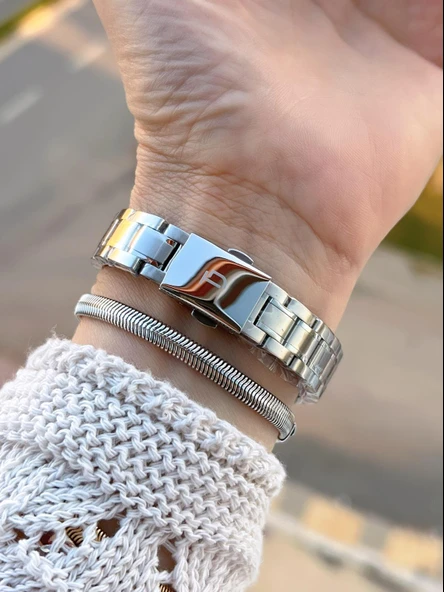 Tom Jones Çelik Kordon Kararma Renk Atma Yapmaz 3 Atm Suya Dayanıklı Kadın Kol Saati BTJ.YN10059.1 - Resim 3