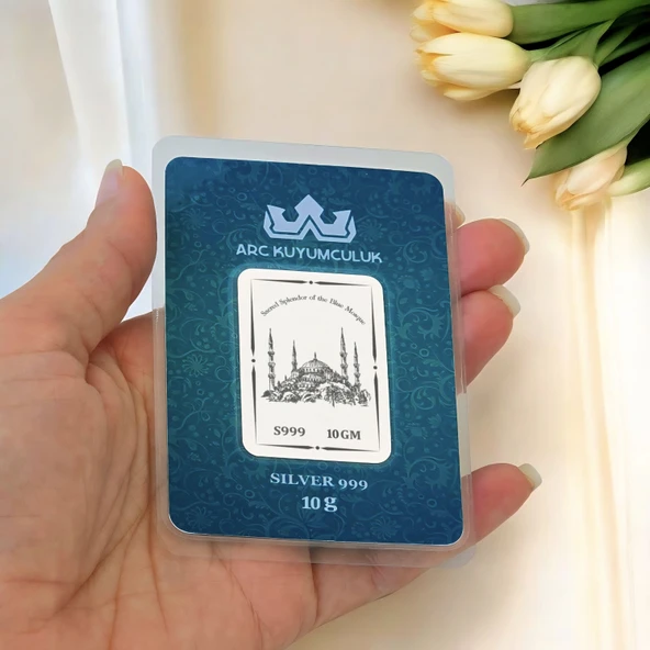 Sultan Ahmet Camisi Temalı 999 Ayar Gümüş ile Üretilmiş Hediyeye Özel 10 Gram Gümüş Külçesi-788 - Resim 2