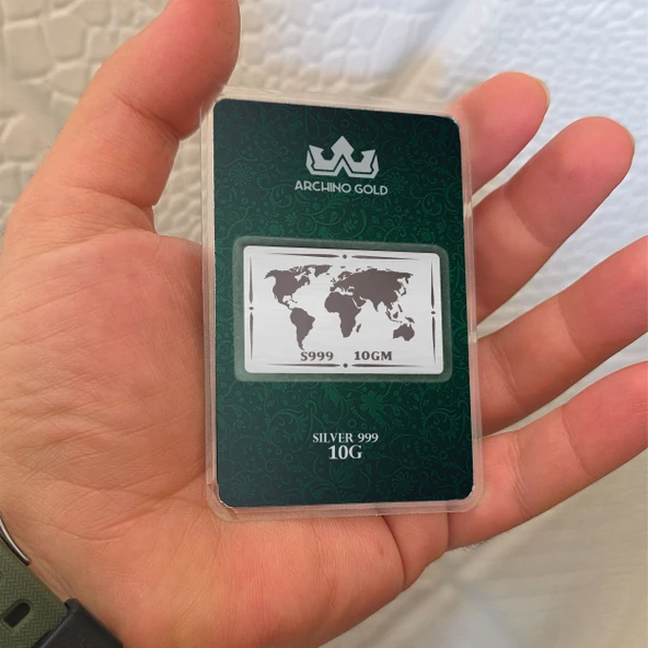 Hediyeye Özel 10 Gram Dünya Temalı 999 Ayar Gümüş ile Üretilmiş Gümüş Külçesi-773 - Resim 3