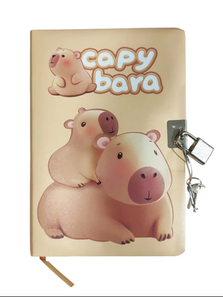 Capybara Hatıra Defteri (Günlük) Kilitli Defter 80 yaprak - Sweet Kapibara ürün görseli