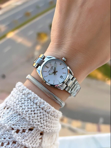 Tom Jones Çelik Kordon Kararma Renk Atma Yapmaz 3 Atm Suya Dayanıklı Kadın Kol Saati BTJ.YN10059.1 - Resim 2