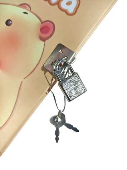 Capybara Hatıra Defteri (Günlük) Kilitli Defter 80 yaprak - Oyuncaklı Kapibara - Resim 2
