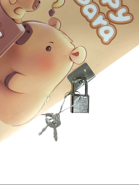 Capybara Hatıra Defteri (Günlük) Kilitli Defter 80 yaprak - Tablet Kapibara - Resim 2