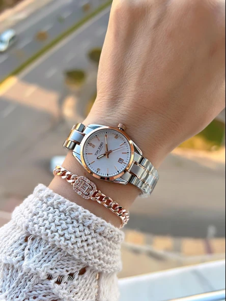 Tom Jones Çelik Kordon Kararma Renk Atma Yapmaz 3 Atm Suya Dayanıklı Kadın Kol Saati BTJ.YN10059.5 - Resim 2