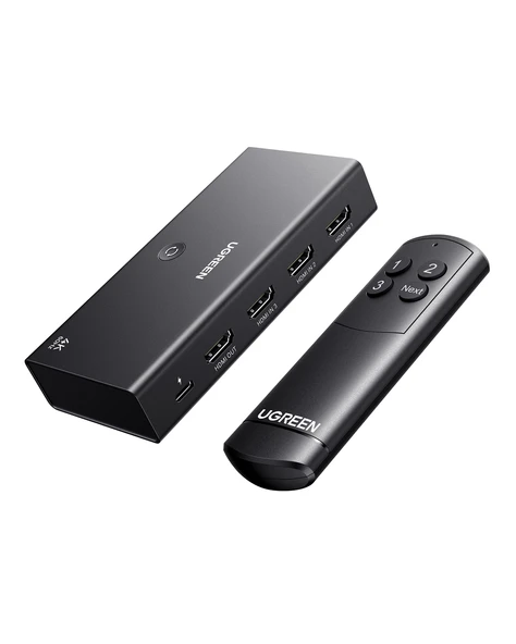 UGREEN 3-in-1 4K@60Hz HDMI Uzaktan Kumandalı Switch, 55857 ürün görseli