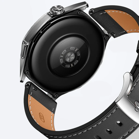 Huawei Watch GT3 Pro GT3 GT2 46mm İle Uyumlu Dikiş Desenli Deri Metal Tokalı Akıllı Saat Kordonu  Siyah - Resim 3