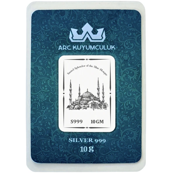 Sultan Ahmet Camisi Temalı 999 Ayar Gümüş ile Üretilmiş Hediyeye Özel 10 Gram Gümüş Külçesi-788 ürün görseli