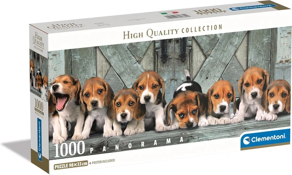 Clementoni - 1000 Parça High Quality Panorama Yetişkin Puzzle - Beagles - 39869 ürün görseli 1