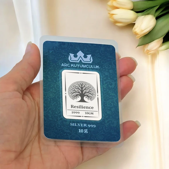 Hayat Ağacı Temalı 999 Ayar Gümüş ile Üretilmiş Hediyeye Özel 10 Gram Gümüş Külçesi-786 - Resim 2