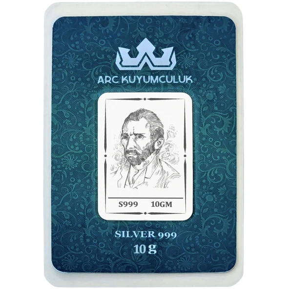 999 Ayar Gümüş ile Üretilmiş Efsane Van Gogh Temalı Hediyeye Özel 10 Gram Gümüş Külçesi-772 ürün görseli
