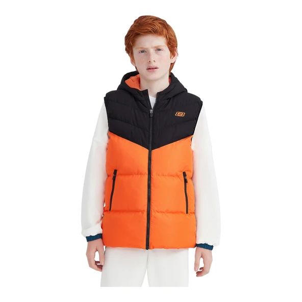 B Outerwear Padded Vest Büyük Erkek Çocuk Turuncu Yelek Sk232024-700 - Resim 4