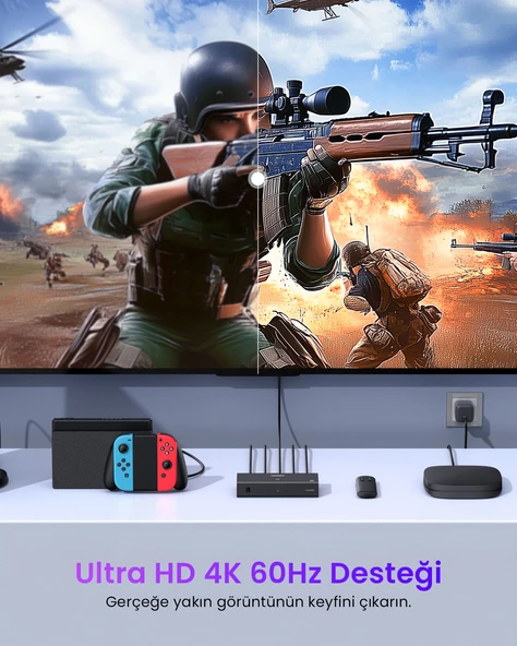 UGREEN 3-in-1 4K@60Hz HDMI Uzaktan Kumandalı Switch, 55857 - Resim 3