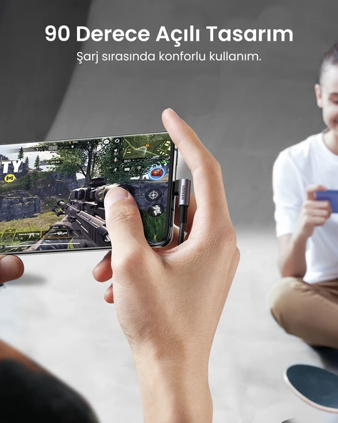 UGREEN USB-C to USB-A 3A QC 90 Derece Hızlı Şarj Kablosu, 1 Metre, Uzay Girişi, 50941 - Resim 2