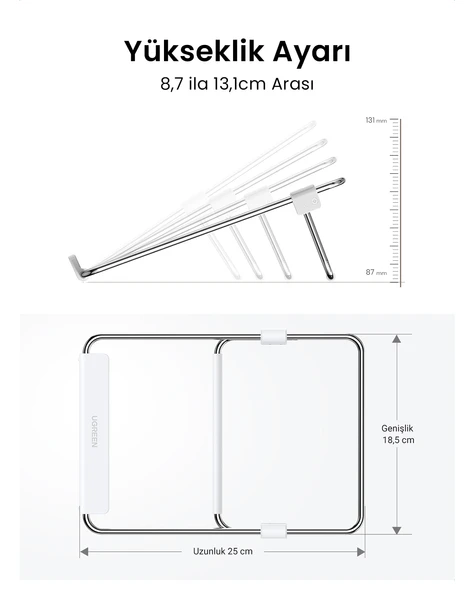 UGREEN Ayarlanabilir Katlanabilir Masaüstü Notebook Standı, 80348 - Resim 3