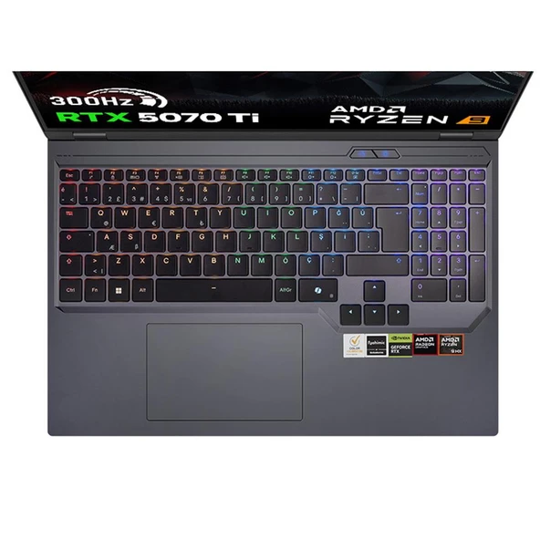 Game Garaj Slayer R9T3D-5070Ti C3 AMD Ryzen 9 9955HX3D 32GB RAM 2TB SSD RTX5070Ti 16" QHD IPS 300Hz FreeDOS Gaming Laptop - Resim 4