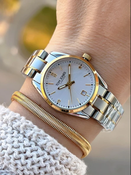 Tom Jones Çelik Kordon Kararma Renk Atma Yapmaz 3 Atm Suya Dayanıklı Kadın Kol Saati BTJ.YN10059.3 ürün görseli