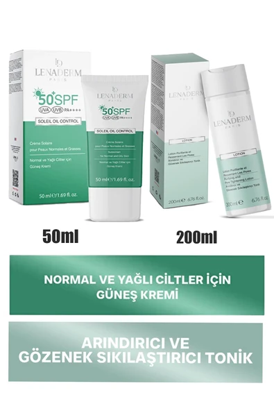 Lenaderm Lotion 200 ml+Lenaderm Soleil Oil Control Güneş Kremi 50 ml ürün görseli 1