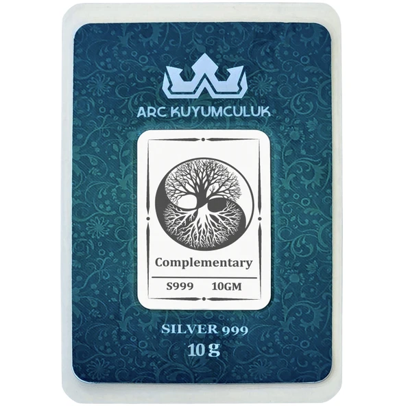 Hediyeye Özel 10 Gram Yin Yang ve Ağaç Temalı 999 Ayar Gümüş ile Üretilmiş Gümüş Külçesi-780 ürün görseli