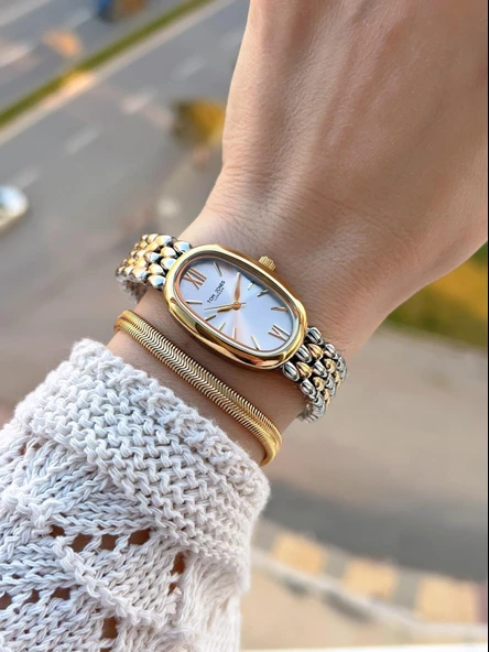 Tom Jones Çelik Kordon Kararma Renk Atma Yapmaz 3 Atm Suya Dayanıklı Kadın Kol Saati BTJ.YN10035.4 - Resim 2