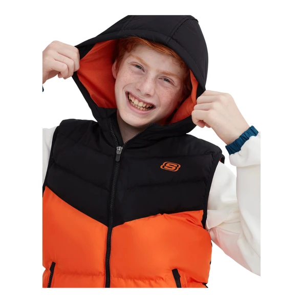 B Outerwear Padded Vest Büyük Erkek Çocuk Turuncu Yelek Sk232024-700 - Resim 6