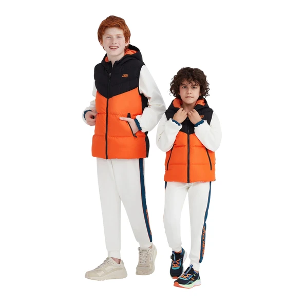 B Outerwear Padded Vest Büyük Erkek Çocuk Turuncu Yelek Sk232024-700 - Resim 2