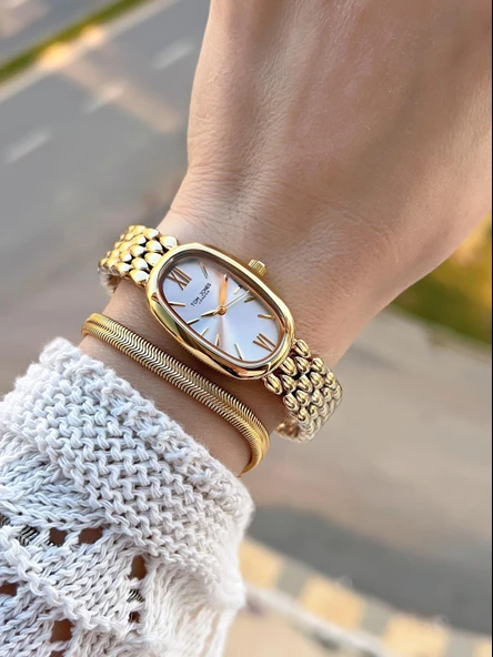 Tom Jones Çelik Kordon Kararma Renk Atma Yapmaz 3 Atm Suya Dayanıklı Kadın Kol Saati BTJ.YN10035.2 - Resim 2