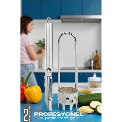 Dolmalık Biber Oyacağı Soyacak Seti - Sebze Oyacağı - Profesyonel Çelik 2 li set ürün görseli