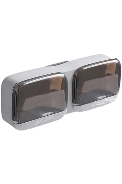 Kapaklı 2 Bölmeli Sabunluk Süngerlik Yapışkanlı Duvara Monte Banyo Mutfak Su Tutmaz Sünger Tutucu - Resim 8