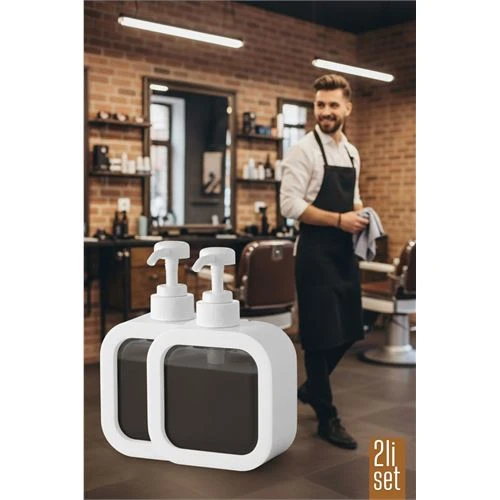 2 li Berber Sabunluğu – Modern Pompalı Dispenser | Sıvı Sabun, Şampuan, Losyon İçin 300 ml ürün görseli