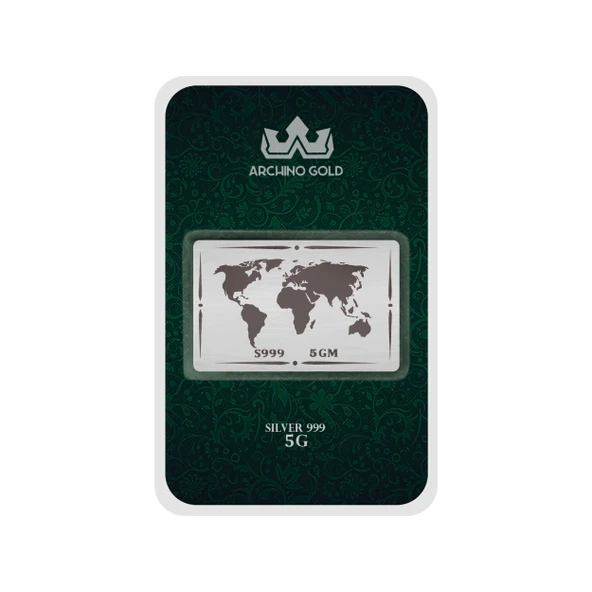 Dünya Temalı 999 Ayar Gümüş ile Tasarlanmış Hediyeye Özel 5 Gram Gümüş Külçesi-773 ürün görseli