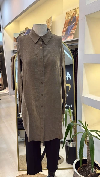 invee Terra Kadın Gömlek 7178 VİZON - Resim 5