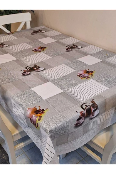 Kaydırmaz Tabanlı Pvc Muşamba - Desenli Silinebilir 120 X 150 Hazır Masa Örtüsü - Resim 2