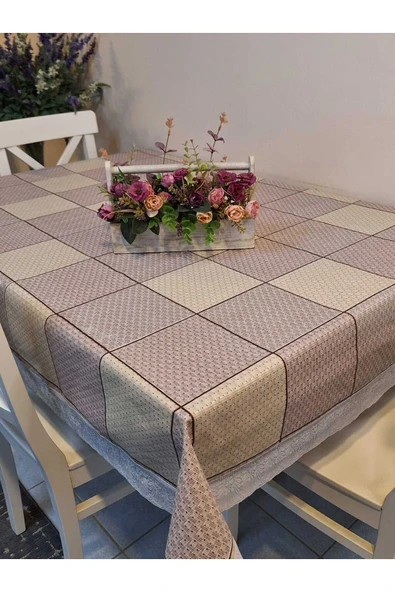 Kaydırmaz Tabanlı Pvc Muşamba - Desenli Silinebilir 120 X 150 Hazır Masa Örtüsü - Resim 2