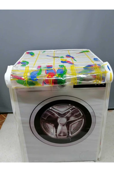 Papağanlı Fermuarlı Çamaşır ve Kurutma Makinesi Örtüsü - Resim 4