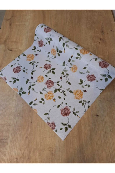 Kahve Sarı Çiçekli Raf Ve Dolop Içi Örtüsü -  Kaymaz Raf Örtüsü 50cm X 500 Cm - Resim 3