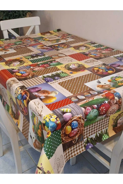 Yeni Yıl Desenli Elyaflı PVC Masa Örtüsü – Silinebilir ve Su Geçirmez Muşamba - Resim 2