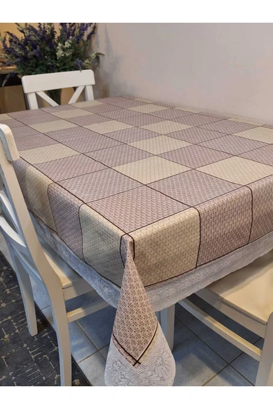 Kaydırmaz Tabanlı Pvc Muşamba - Desenli Silinebilir 120 X 150 Hazır Masa Örtüsü - Resim 6