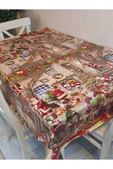Yeni Yıl Desenli Elyaflı PVC Masa Örtüsü – Silinebilir ve Su Geçirmez Muşamba ürün görseli