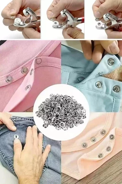 Zhltools 200 adet Paslanmaz Çelik Çıtçıt ve Pense Seti Metal Çıt Çıt Makinesi - Resim 6