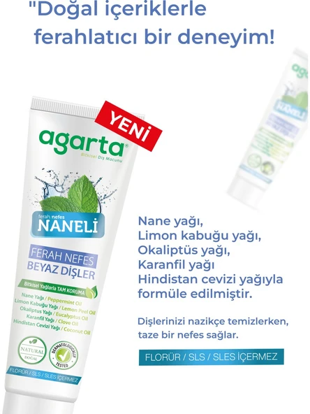Agarta Yoğun Naneli Florürsüz Ferah Nefes Diş Macunu 100 ml x  3 Adet - Resim 3