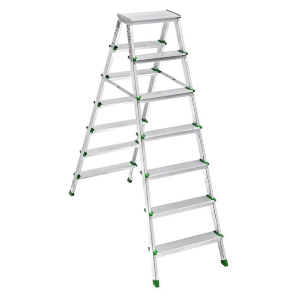 SM Saraylı 7+7 Çift Taraflı Alüminyum Merdiven - Resim 3