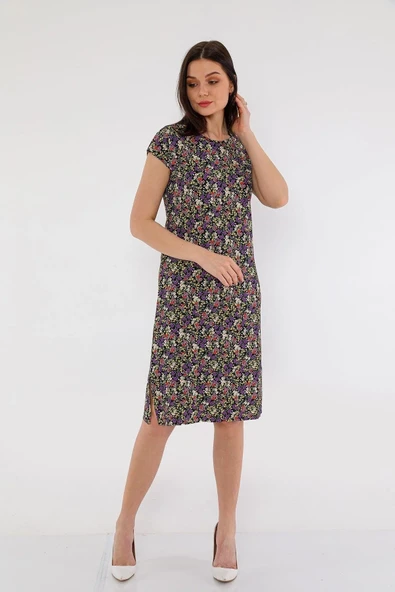 ALEXANDERGARDI Çiçek Desenli Yırtmaçlı Elbise (B21-41801) - Resim 2